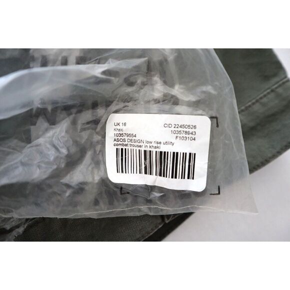 ASOS Design 103579554 Women's Sz 12 Khaki Low Rise Utility Combat Cargo Pants - Picture 7 of 11